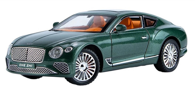 다이캐스트 1:24 벤틀리 컨티넨탈 GT 모델 합금 고퀄리티 모형 장식, 1개, 그린