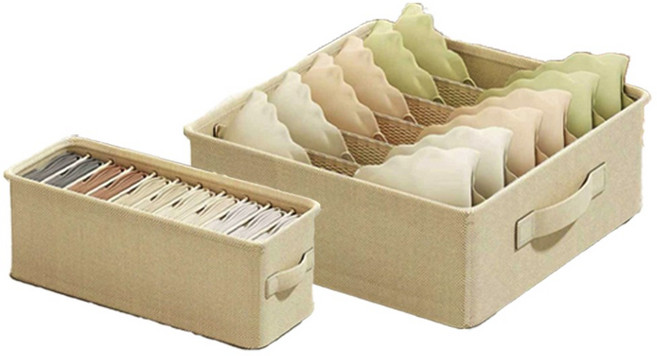 레디박스 프리미엄 서랍 속옷 양말 정리 수납함 6칸+11칸 세트, 1세트, 베이지
