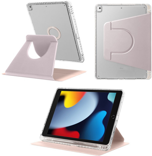 DANYCASE 아크릴 회전 자성 흡착 분리 가능가능 태블릿 커버 아이패드 케이스, 핑크, 1개