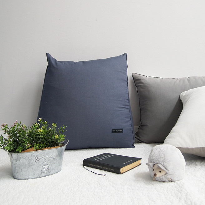 하라홈 솔리드 삼각 등받이 중형 블루그레이 침대 쇼파 의자 허리 등 틈새 쿠션 다리베개 자취인테리어, 단품