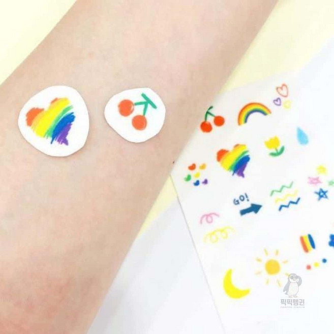 셀러덕 타투스티커 무지개 문신스티커