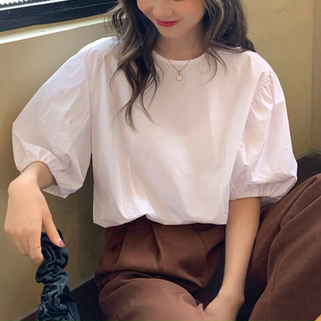 천하오 소매퍼프 여성 루즈핏 여름 반팔티 L1266