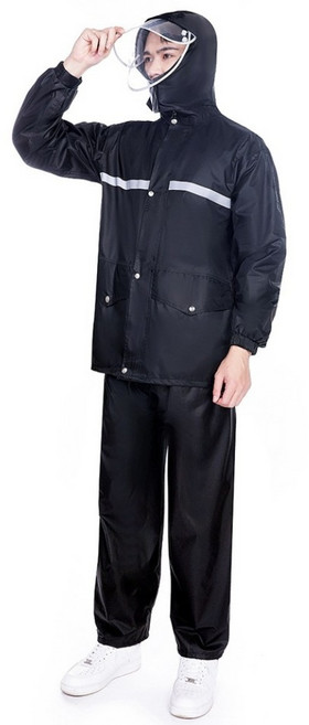 스패로우하우스 오토바이 라이딩 방수 우비 상하의 세트, 블랙