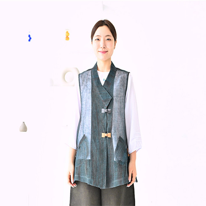 생활한복 천연염색 삼베 조끼