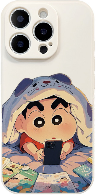 고양이 이불 속에 숨은 짱구 아이폰 갤럭시 폰케이스