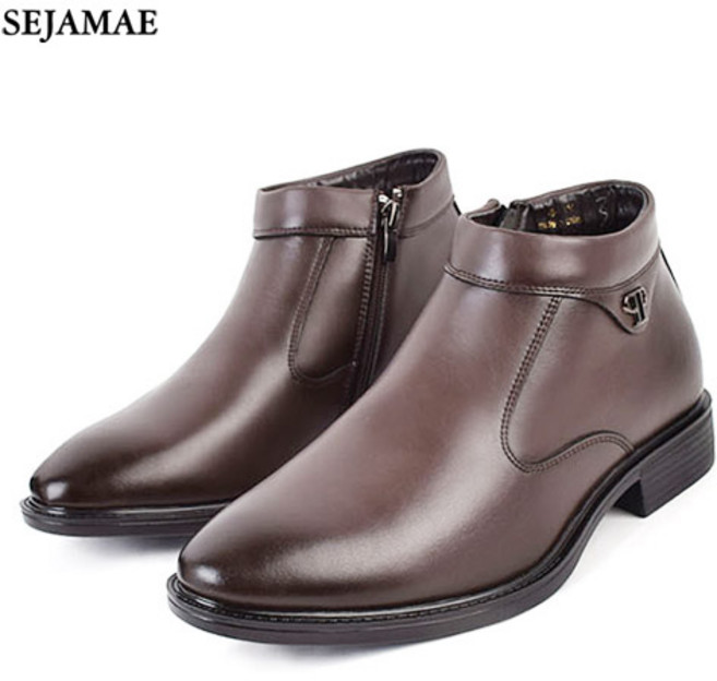 세자매 소가죽 5cm 키높이 남성 정장부츠 안쪽지퍼 앵클부츠 남자정장부츠 방한부츠