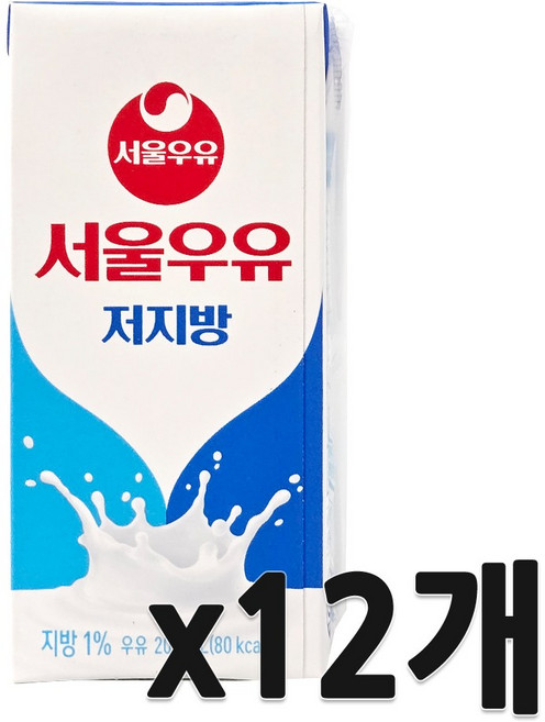 서울우유 저지방 멸균 흰우유, 200ml, 12개