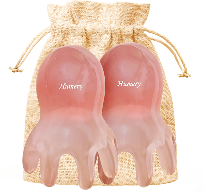 Humery 뒷목까지 시원한 문어형 다기능 두피 목 승모근 릴리프 괄사 1+1 with 파우치, 문어괄사 1+1, 1세트