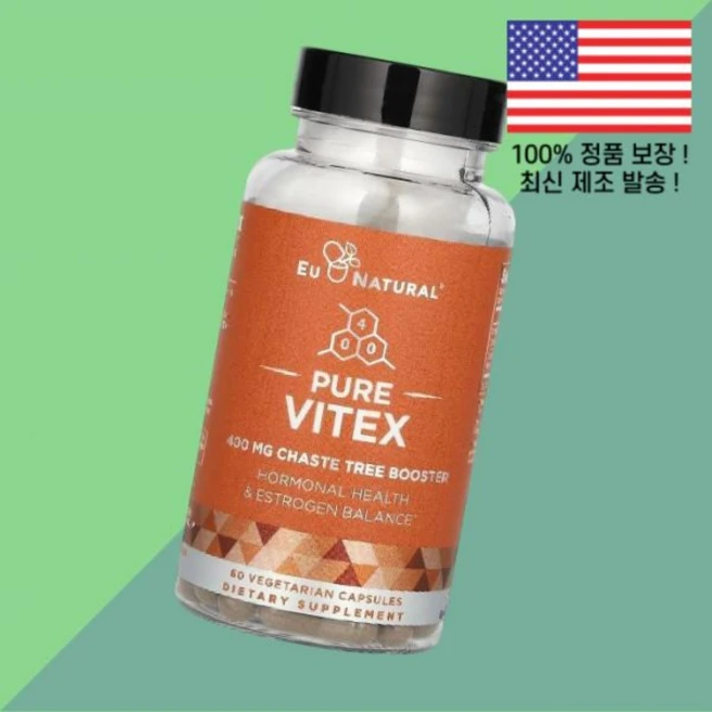 Eu 내추럴 퓨어 바이텍스 식물성 베지캡슐 60정 400mg Natural Pure Vitex 60 Vegetarian Capsules per Capsule, 1개 - 쿠팡