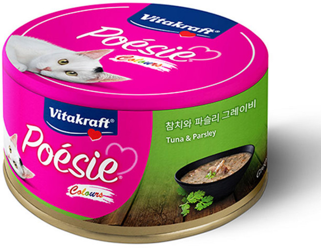 비타크래프트 포에시 컬러스 고양이 주식캔 80g 1박스 (24캔), 혼합맛(참치/비트그레이비), 24개