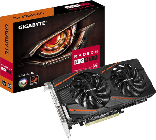 기가바이트 라데온 RX 580 게이밍 4GB 그래픽 카드 GV-RX580GAMING-4GD