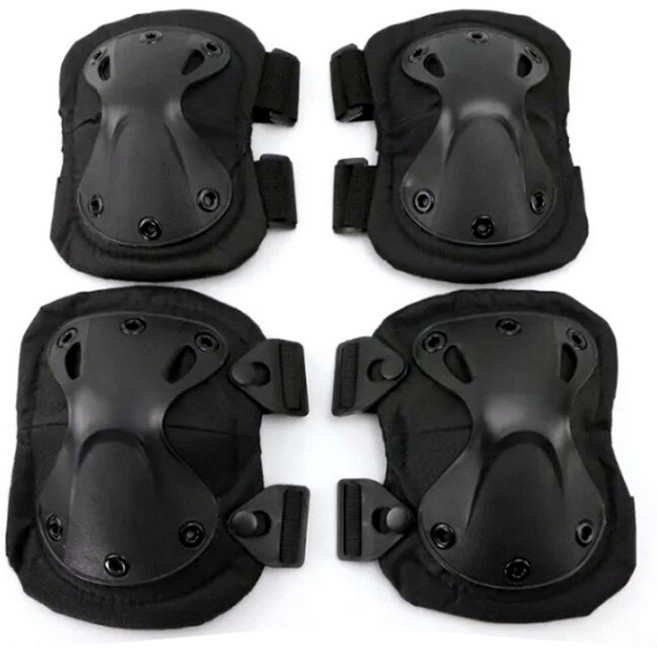 군대 전술 무릎 팔꿈치 보호대세트 군입대필수품, 전술(무릎/팔꿈치)블랙세트, 1세트, 블랙