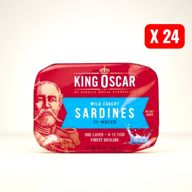 King Oscar 野生捕撈 水煮無鹽沙丁魚, 106g, 24個