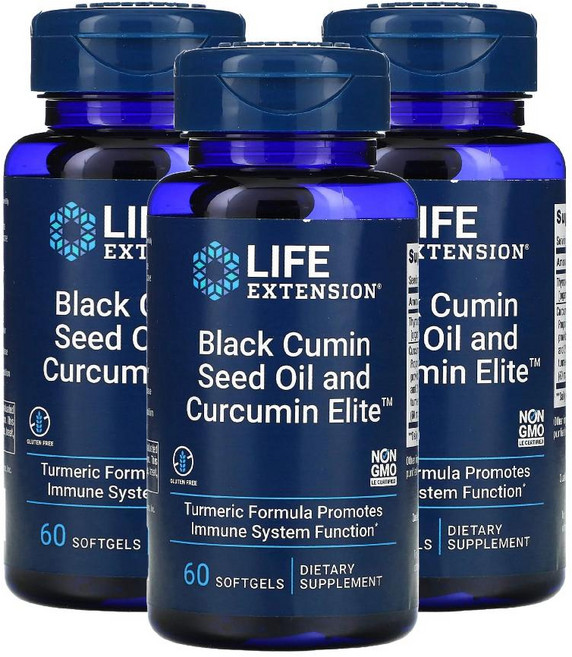 라이프익스텐션 블랙커민 시드오일 커큐민 강황 추출물 60정 3개 Curcumin