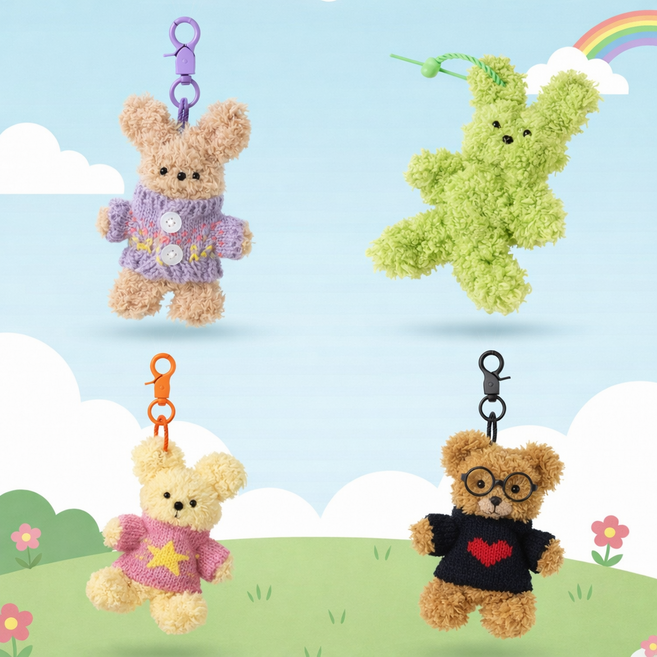 모루 인형 키링 만들기 DIY 키트 4종세트, 혼합색상, 1세트