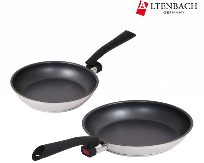 알텐바흐 스타크 임팩트 바닥5중 스텐 프라이팬 2종세트(22cm+28cm)인덕션 가스레인지, 프라이팬22cm+프라이팬28cm, 1세트, 블랙