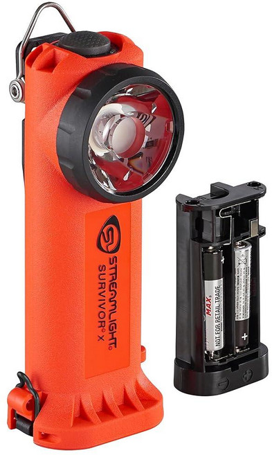 Streamlight 90950 Survivor X 250루멘 직각 소방관 손전등 AA 알카라인 배터리 3개 오렌지 381404, Streamlight 90950 Survivor X 2