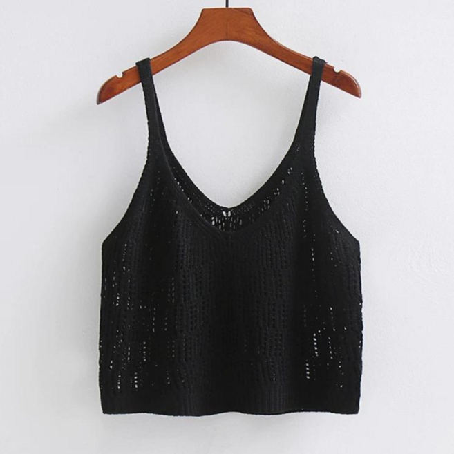 야오야오 크롭 니트 뷔스티에 조끼