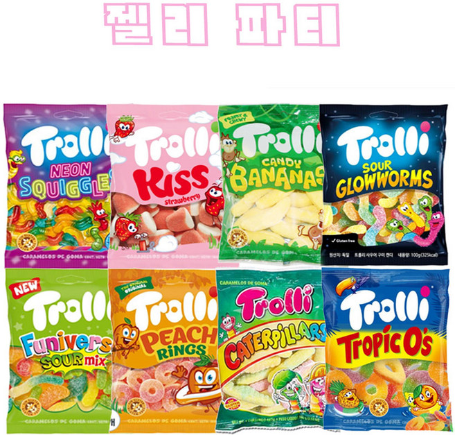 트롤리 젤리 모음 파티 맛 랜덤 100g 12, 1개, 1.2kg