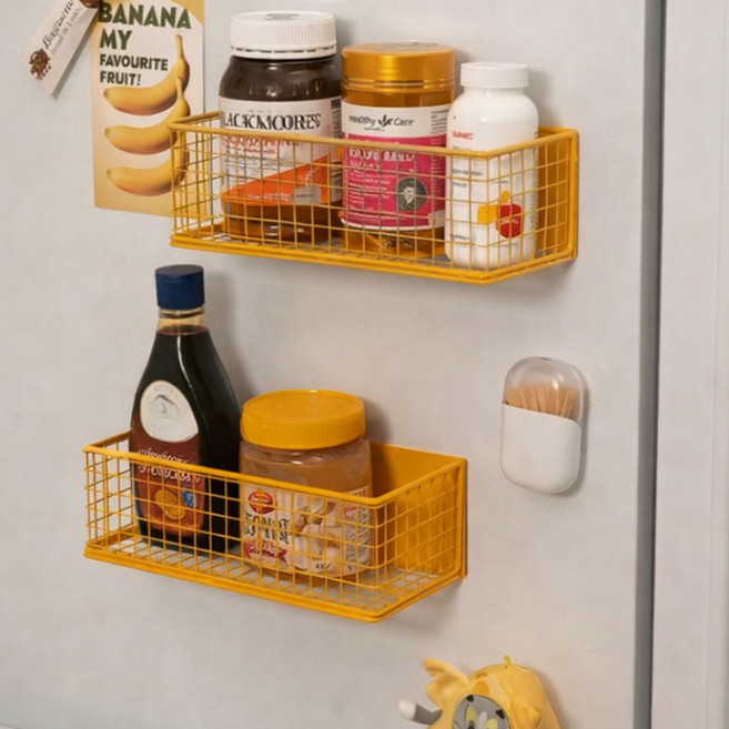 멜로우띵 냉장고 자석 수납함 선반, 1개, 옐로우