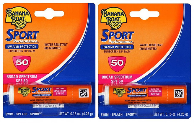 Banana Boat 바나나 보트 스포츠 SPF 50 선스크린 립밤 4.25g 2팩 Sunscreen Lip Balm