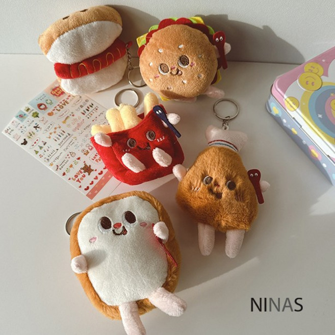 햄버거키링 통닭키링 핫도그키링 치킨키링 감자튀김키링 키홀더 열쇠고리 가방고리, 1개, 통닭