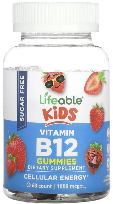 아이허브 어린이용 비타민B12 구미젤리 딸기 맛 무설탕 60개, LFB73076, 1개, 60정 - 쿠팡
