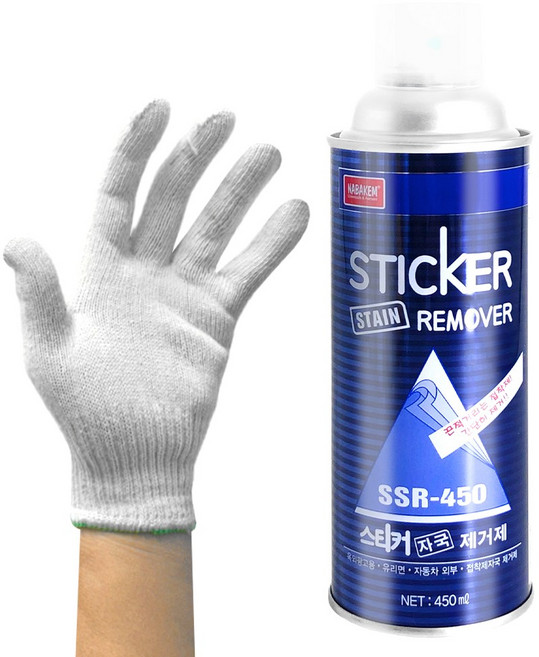 나바켐 SSR-450 + 낱장 면장갑 40g 스티커제거제 타르제거제 유리 끈끈이 스티커자국 제거, 3세트, 450ml