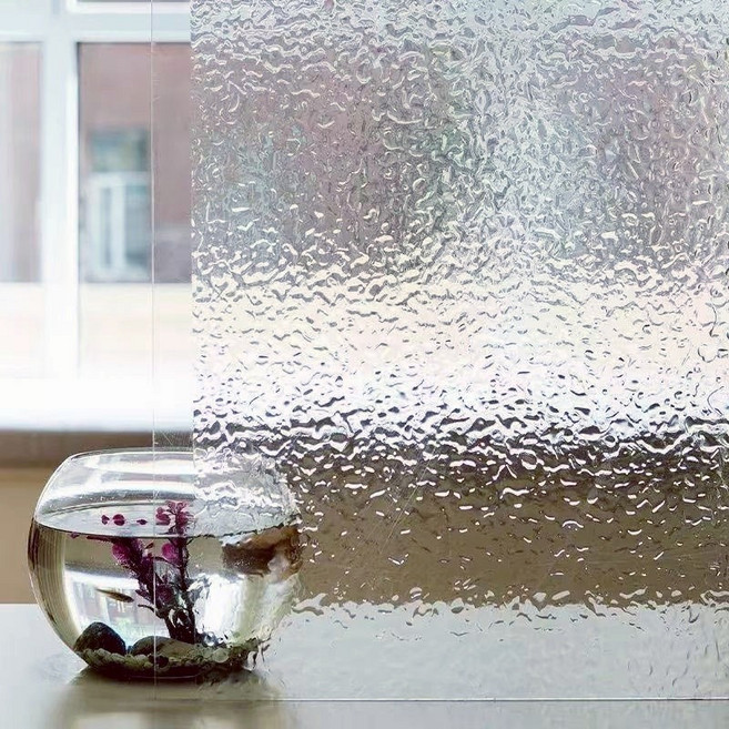 復古海棠花紋 靜電玻璃貼 窗戶防窺 靜電貼 窗貼, 水波紋【半透明】,45*100公分