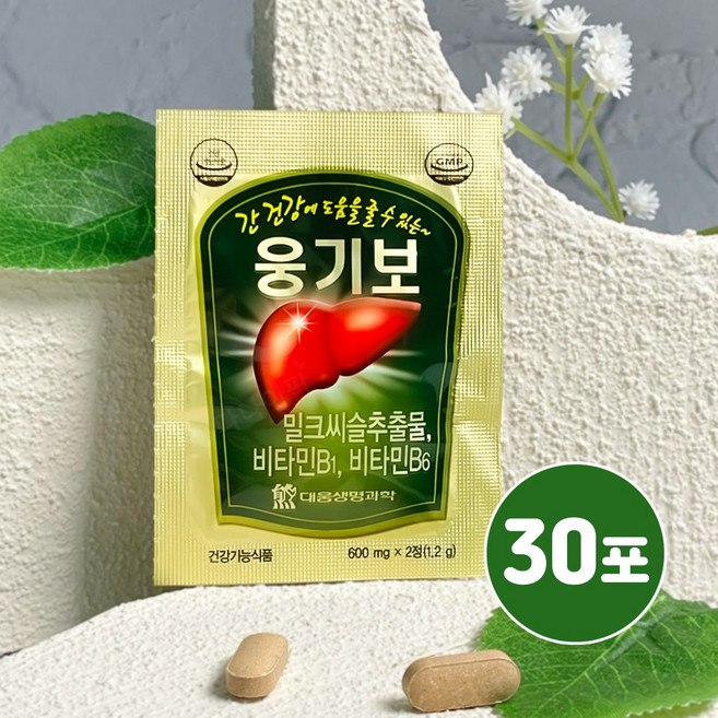 대웅생명과학 웅기보 600mg 30포 2정입 밀크씨슬추출물 비타민B1 비타민B6 간건강, 30회분, 30개