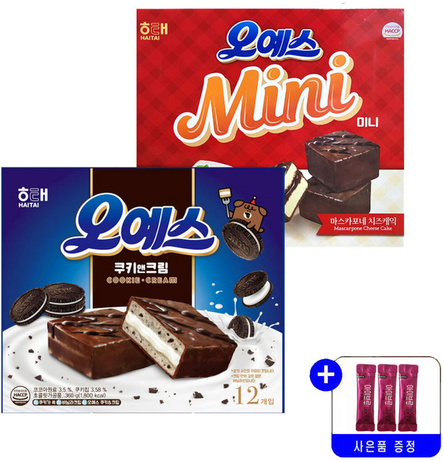 해태 오예스 쿠키앤크림 360g+오예스 mini 192g 2종 묶음행사+사은품, 01_쿠키앤크림 360gx1개+미니 192gx1개, 360g