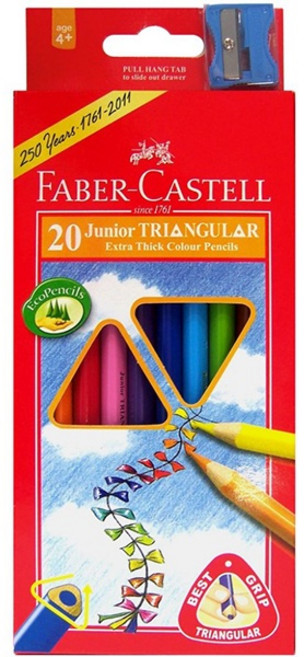 Faber-Castell輝柏 大三角彩色鉛筆20色 人體工學設計 色彩鮮豔 安全無毒 兒童繪畫最佳選擇, 30, 1個
