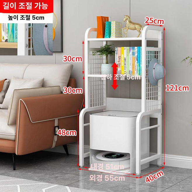 로봇청소기 수납장 거실 도어형 안방 보관함 나누벨 협탁 캐비닛 비스포크 테이블, 2층 화이트 A