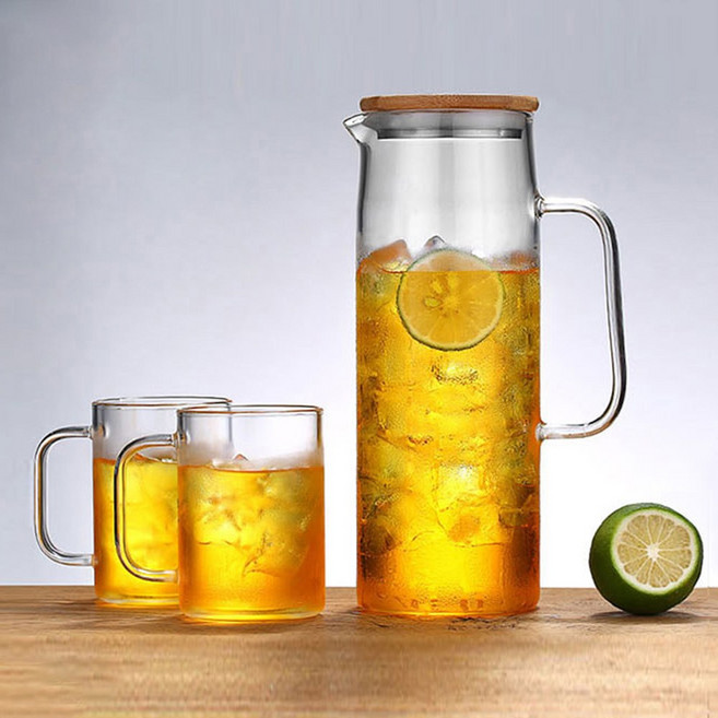 산영의하루 대나무 뚜껑 내열유리 저그 3size, 1.2L, 1개