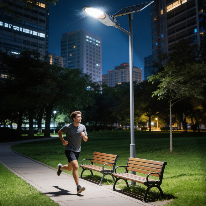 태양광 가로등 태양열 야외 조명 태양열 LED 전등 투광기 정원조명 부착가로등 파이라, 흰빛