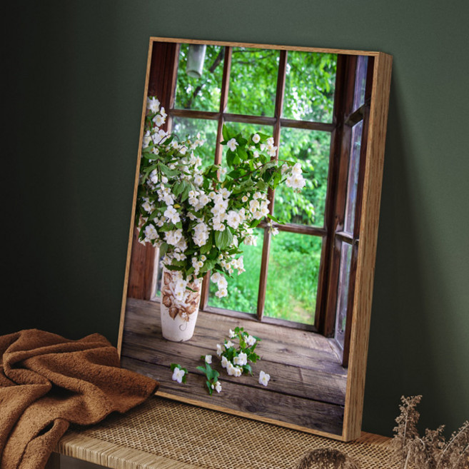 창문 포스터 감성 풍경 모던 인테리어 액자, 플라워 윈도우, 무광실버