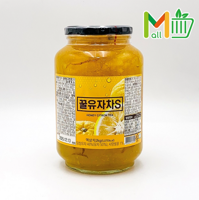 MMMALL 초록원 유자청 유자차 과일청 유자청에이드, 1개입, 6개, 2kg