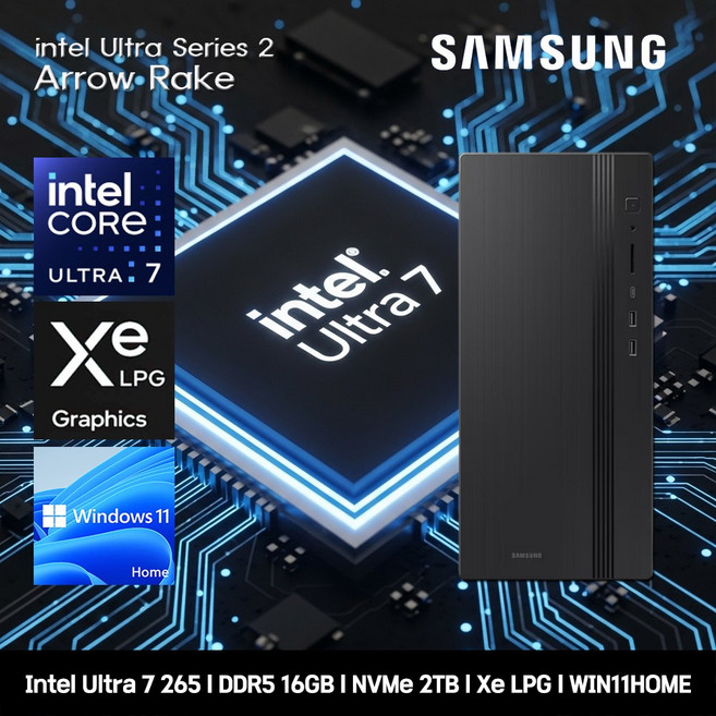 삼성 데스크탑 코어 울트라7 고사양 컴퓨터 DM500THA-U7ABV-WIN11 Ultra7-265 16GB SSD2TB Xe LPG, DM500THA, WIN11 Home, 2TB, 블랙