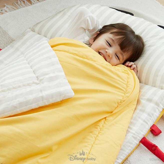 아가방 중계점 [디즈니베이비] 미키 버튼 낮잠 이불세트 (YELLOW) *24년 봄신상* 사계절 사용 부드러운 모달100% 분리형 캐릭터 낮잠 이불 세트, YELLOW