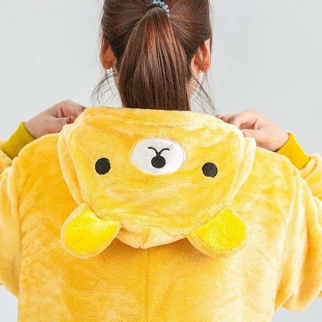 잠옷 극세사 동물 귀여운 수면잠옷 커플 긴팔 홈웨어 파자마 캐릭터 겨울 반티