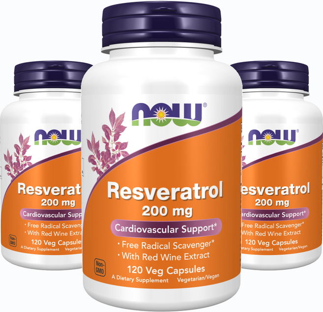 나우푸드 내추럴 레스베라트롤 200mg 베지 캡슐, 120정, 3개