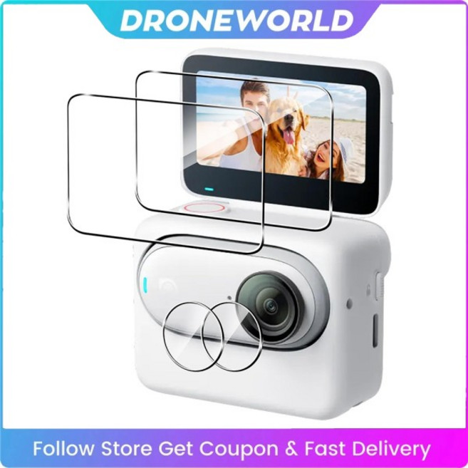 Insta360 GO 3S 액션 카메라 케이스 액세서리 용 하드 강화 유리 LCD 디스플레이 보호기 + TPU 소프트 렌즈, 01 2PCS, 1개