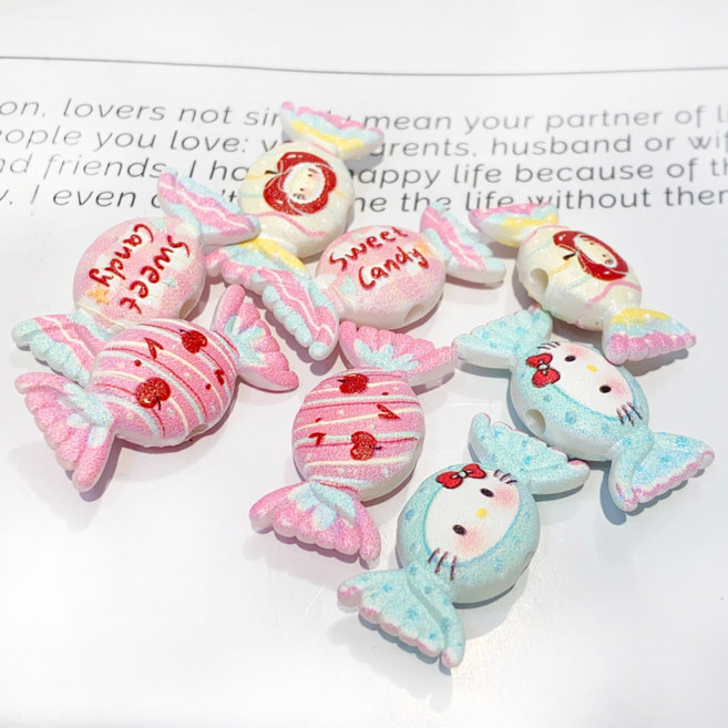 미니 캔디 스위트 비즈 파츠 볼펜꾸미기 볼꾸재료 볼꾸 볼펜재료 공예 동대문 키티 데코 펜, 03.사과 캔디