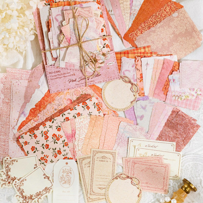 올리브파티 페이퍼포스트 시리즈 감성 빈티지 다꾸 배경지 메모지 100매 세트, 1세트, 핑크