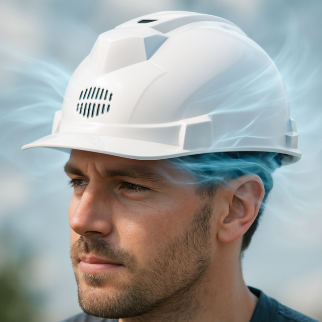 에어컨 안전모 선풍기 쿨러 통풍 여름 건설 현장 작업모, 흰색, 1개