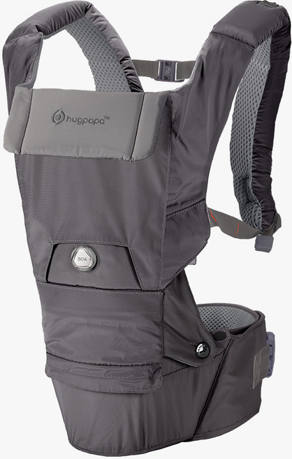 허그파파 다이얼핏 PRO 올인원 힙시트 아기띠 오가닉 침받이 2종 세트 번들, 다크그레이