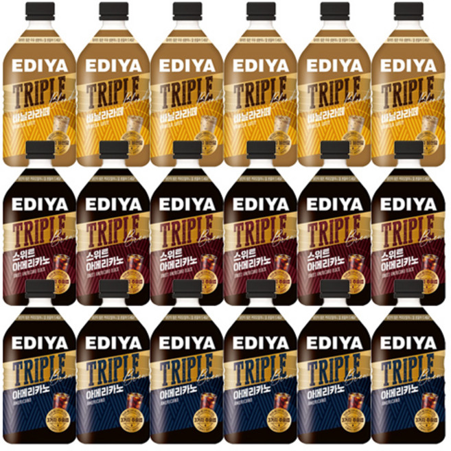 이디야 트리플 3종 아메리카노 6 + 스위트아메리카노 6 + 바닐라라떼 6, 18개, 500ml