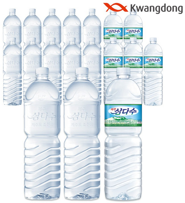 제주 삼다수 무라벨 2L 12 + 유라벨 2L 6 (유/무라벨 랜덤발송), 18개