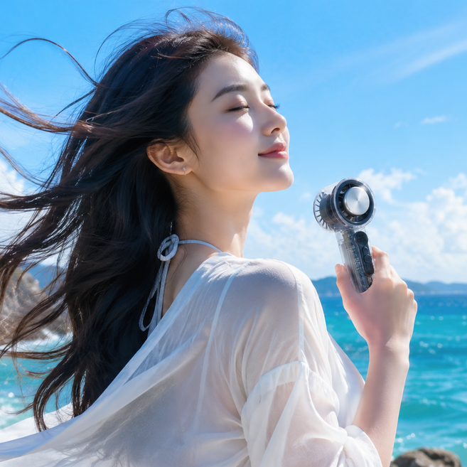 손선풍기 냉각 미니 손 급속 휴대용 무선 에어컨 선풍기 손풍기, 블랙, 1개입