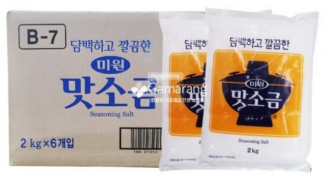 청정원 깔끔하고 담백한 미원 맛소금 입 대상, 2kg, 6개